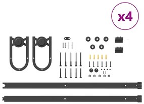 Kit de ferragens para porta deslizante 200 cm aço preto