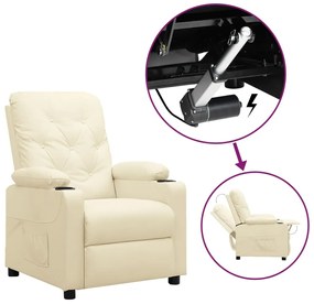 Poltrona elevatória couro artificial cor creme