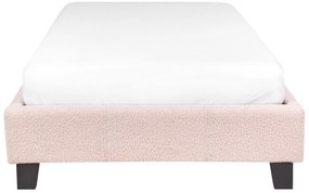Cama de solteiro em tecido bouclé rosa pastel 90 x 200 cm ROANNE Beliani