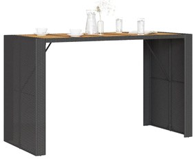 Mesa de bar para jardim com tampo em acácia vime PE preto
