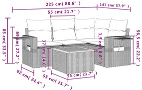 13 pcs conjunto de sofás de jardim com almofadões vime PE preto