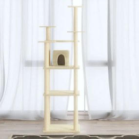 Árvore para gatos c/ postes arranhadores sisal 171 cm cor creme