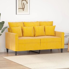 vidaXL Sofá de 2 lugares veludo 120 cm amarelo