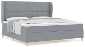 Cama Box Spring com Colchão cinza claro 200x200 cm tecido