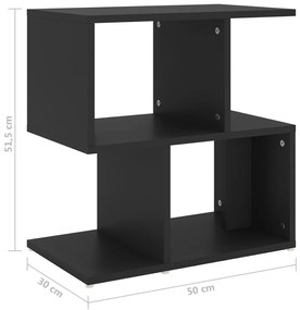 Mesas de cabeceira 2 pcs 50x30x51,5 cm derivados madeira preto