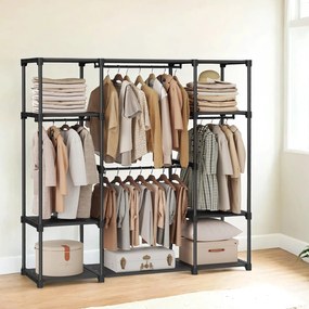 Guarda Roupa aberto com 4 compartimentos 43 x 151 x 166 cm preto