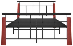 Estrutura de cama 120x200 cm metal/madeira de carvalho maciça