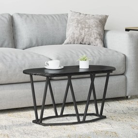 Mesa de Café vidaXL Preta em Carvalho 80x40x40,5 cm em Madeira Revestida e Metal