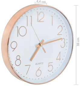 Relógio de parede 30 cm rosa dourado
