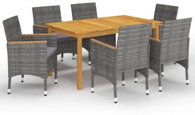 vidaXL 7 pcs conjunto de jantar para jardim cinzento