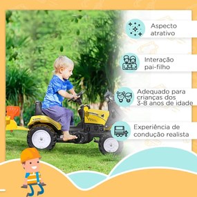 Trator a Pedais para Crianças acima de 3 Anos Trator Infantil com Rebo