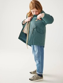 Oferta do IVA - Parka 3 em 1, com capuz e blusão brilhante forrado em sherpa, para menina verde