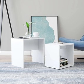 vidaXL Conjunto mesas de centro derivados de madeira branco