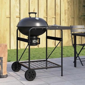 vidaXL Carrinho de Grelha a Carvão com Tampa Preta 96x72x113 cm Metal