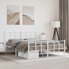 vidaXL Estrutura de cama com cabeceira e pés 150x200 cm metal branco