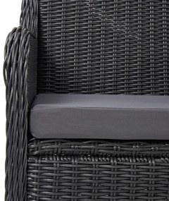 7 pcs conjunto de jantar para jardim vime PE preto