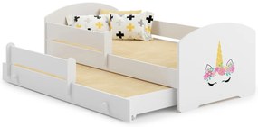 Cama infantil dupla Luk 160x80 - unicórnio branca