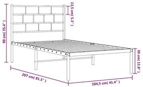 Estrutura de cama com cabeceira 100x200 cm metal branco