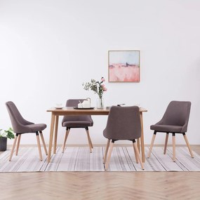 vidaXL Cadeiras de jantar 4 pcs tecido cinzento-acastanhado