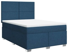 Cama com molas/colchão 140x190 cm tecido azul