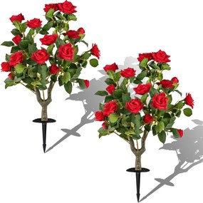 Plantas artificiais decorativas de 80 cm (VASOS NÃO INCLUIDOS), 2 ramos de rosas de seda com suportes, 186 folhas e 18 flores, para interior e exterio