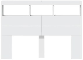 Armário de cabeceira com luzes LED 140x17x102 cm branco