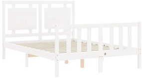 Cama sem colchão 140x200 cm madeira de pinho maciça branco