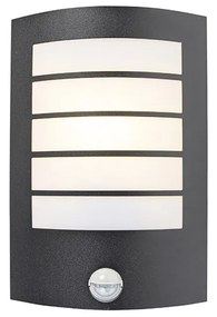 Candeeiro de parede exterior preto IP44 com sensor de movimento - Miro