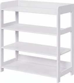 Sapateira estreita para sapatos com 4 prateleiras e uma superfície de apoio, 63 x 30 x 66 cm, branca