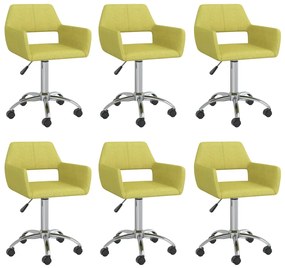 vidaXL Cadeiras de jantar giratórias 6 pcs tecido verde