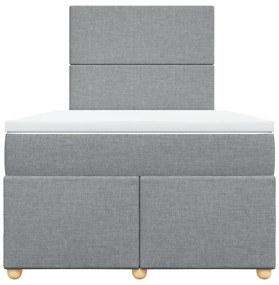 Cama boxspring com colchão 120x190 cm tecido cinzento-claro