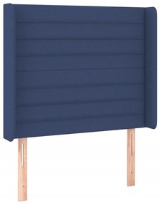 Cama box spring c/ colchão e LED 100x200 cm tecido azul