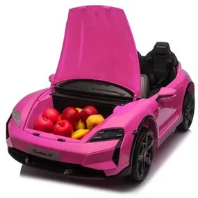 Carro elétrico infantil 24v Porsche Taycan - Turbo S, 2 lugares, Pneus de borracha, assento em couro sintético Rosa