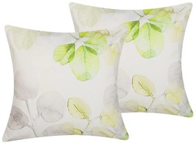 Conjunto 2 almofadas decorativas brancas com folhas verdes 45 x 45 cm PEPEROMIA Beliani