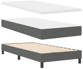 Cama Box Spring com Colchão e LED Cinza Escuro 120x200 cm Tecido