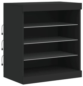 Aparador com luzes LED 142,5x37x67 cm preto