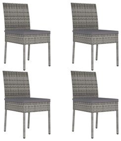 vidaXL Cadeiras de jantar para jardim 4 pcs vime PE cinzento