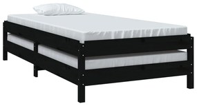 Cama empilhável 90 x 190 cm madeira de pinho maciça preto