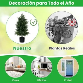 Árvore Artificial de Cedro 80 cm Árvore de Pinheiro Falso com Vaso de Plástico e Folhas Resistentes Planta Decorativa para Interiores Verde