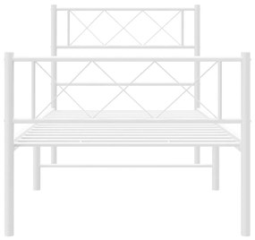 Estrutura de cama com cabeceira e pés 75x190 cm metal branco