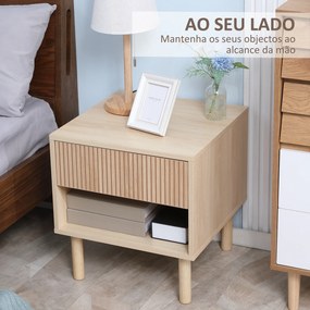 Mesa de Cabeceira com Gaveta e Prateleira Aberta Estilo Moderno para Quarto 47x47x50 cm Madeira