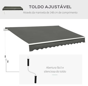 Outsunny Toldo Manual Retrátil 350x250 cm Toldo para Varanda com Maniv