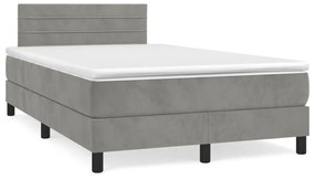 vidaXL Cama boxspring com colchão 120x190 cm veludo cinzento-claro