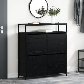 Gabinete de Sapatos com 4 Gavetas Basculantes Carvalho Preto 100x34x11