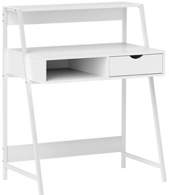 HOMCOM Escrivaninha secreta Mesa de Computador Estilo neo-retro Gaveta Nicho prateleira metal Branco | Aosom Portugal