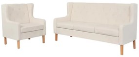 274929 vidaXL Conjunto de sofás 2 pcs tecido branco nata