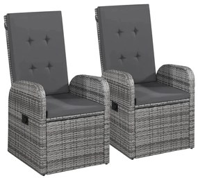7 pcs conjunto de jantar para jardim com almofadões cinzento