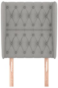 Cabeceira de cama c/ abas tecido 83x23x118/128cm cinzento-claro