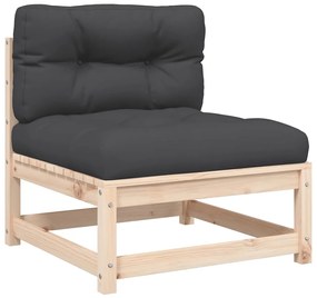 Sofás sem braços p/ jardim com almofadões 2 pcs pinho maciço