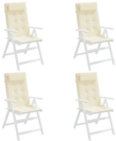 Almofadões p/ cadeira encosto alto 4pcs tecido oxford cor creme